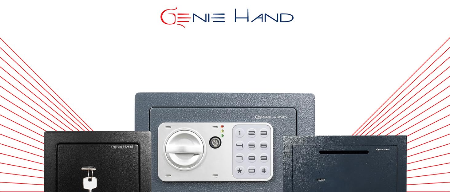 Сейф для дому Genie Hand з електронним замком та ключем, вставний слот, B-клас захисту, анти-bounce технологія