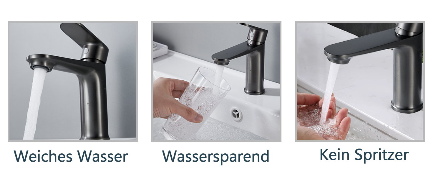 Набір змішувачів для ванної кімнати Belz, латунь, однозахватний, для мийки, сірий, темно-сірий