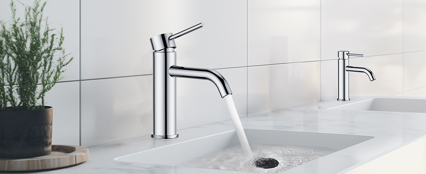 Змішувач для ванної кімнати FORIOUS з комплектом зливу, чорний, висота виливу 190 мм, однорідний, для умивальника, ванної кімнати