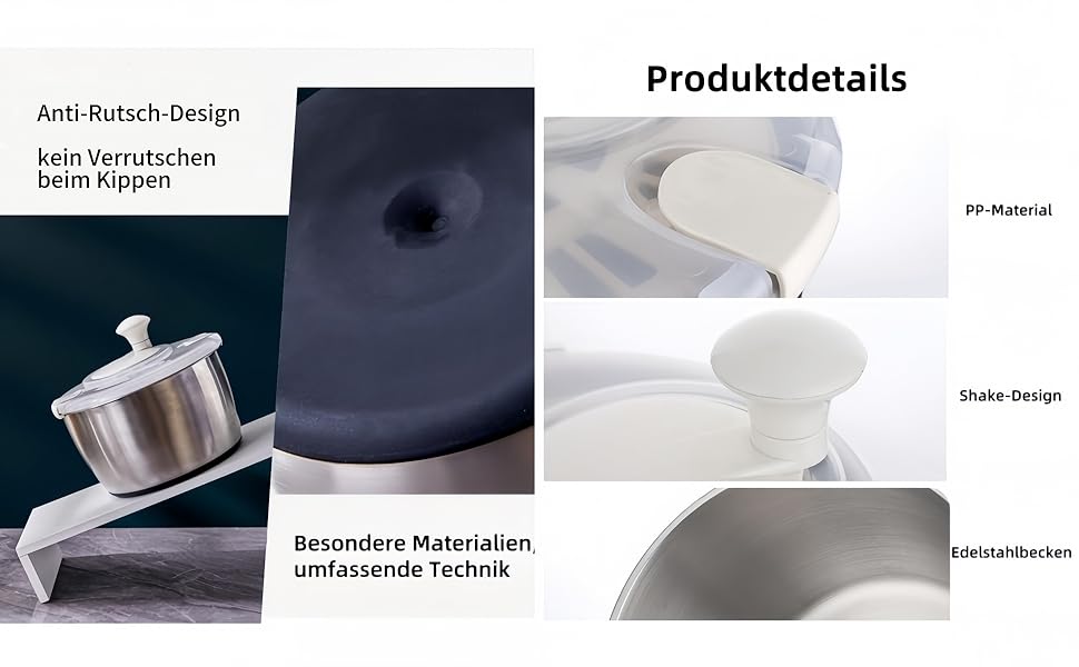 Салатниця-центрифуга XXL з нержавіючої сталі 5л, з очищувачем та пляшкою для віджиму - придатна для миття в посудомийній машині - ідеальна велика салатниця для миття та сушіння салату