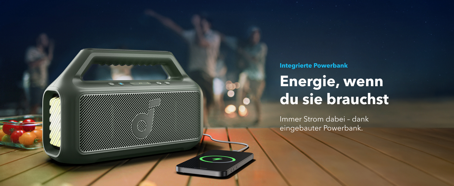 Soundcore Boom 2 - Портативна Bluetooth Колонка, 80W, Сабвуфер, LED, IPX7, 24h, USB-C, BT 5.3