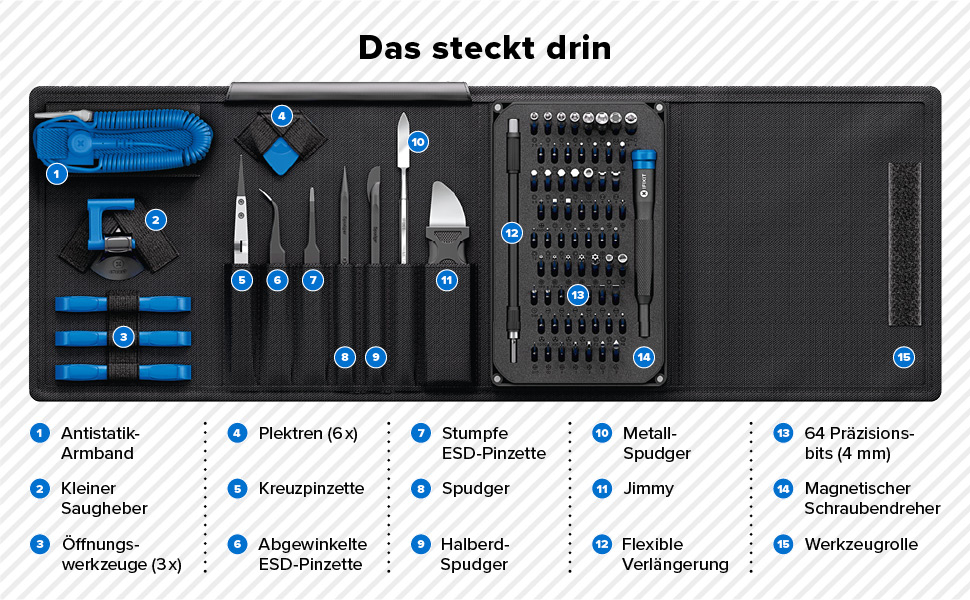 Набір інструментів iFixit Pro Tech для ремонту електроніки: біти та відкривачі для телефонів, ноутбуків, ПК, ігрових консолей (Синій)
