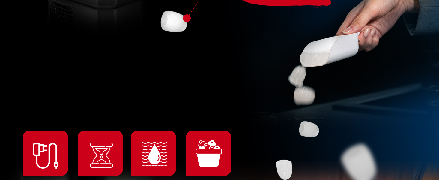 Машина для приготування льоду Lehmann - 1.3л, 12кг/24г, 2 розміри, для дому, вечірки, офісу, кемпінгу