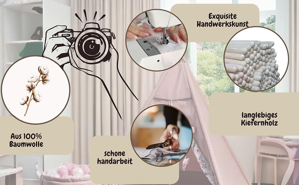 Дитячий намет-тіпі з килимком, подушкою та м'ячами - Тіпі для дитячої кімнати, ігровий будиночок для дівчаток, намет-тіпі для дітей, ігрові прилади для дому - Рожевий сад