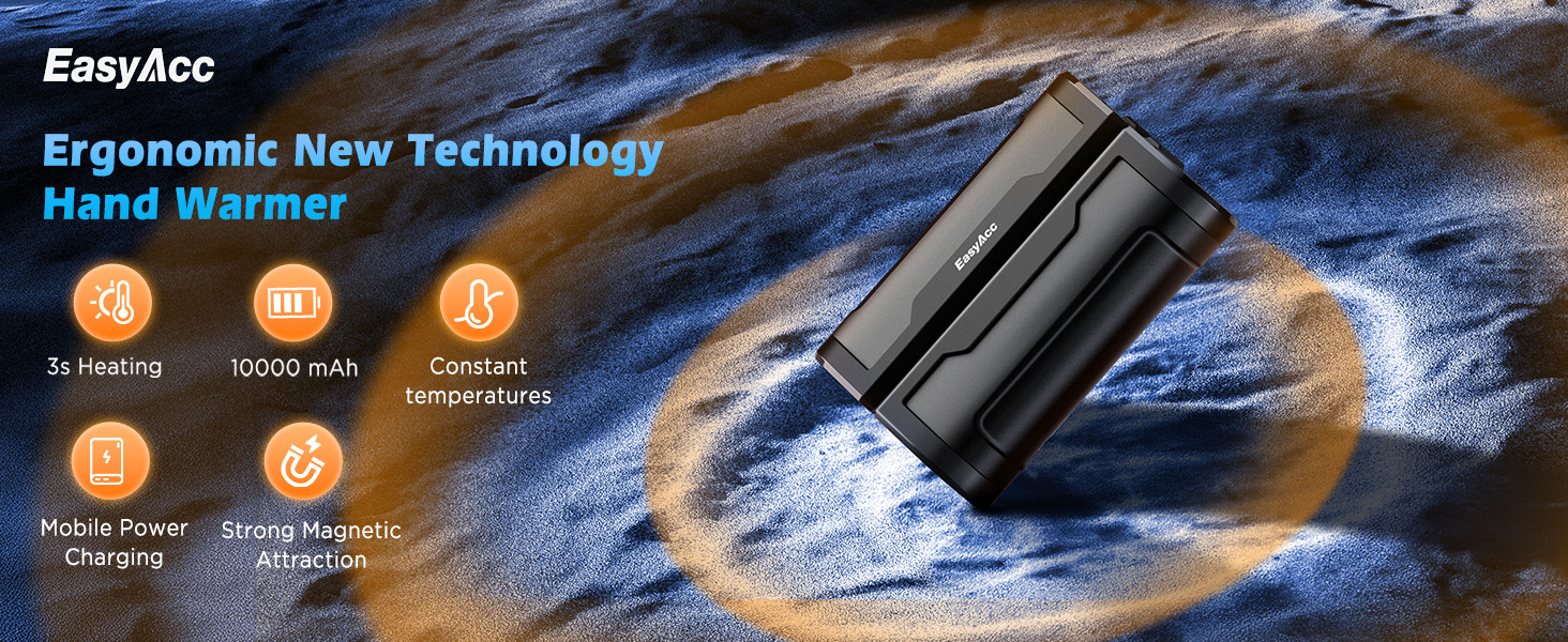 EasyAcc Портативний акумуляторний гріє рукавичка, чорний - великий