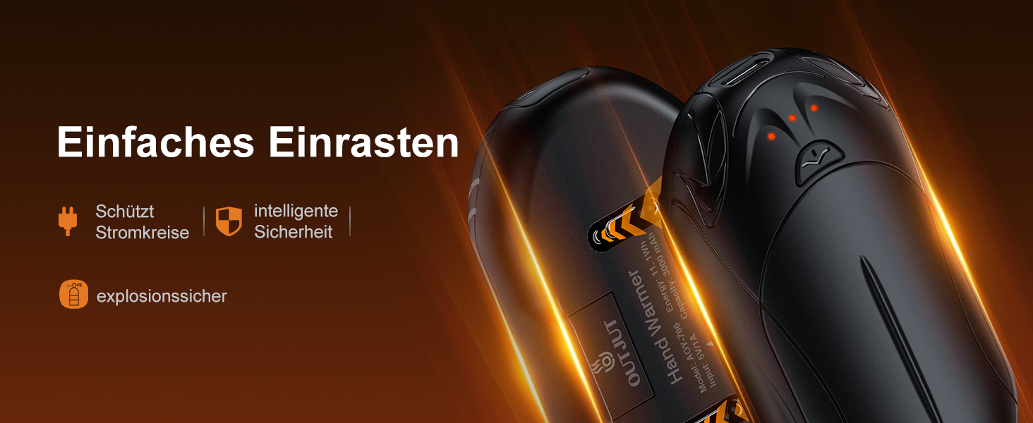 Електричні грілки для рук OUTJUT 6000mAh, 2 шт., USB, 3 режими нагріву, для спорту, кемпінгу, чорні