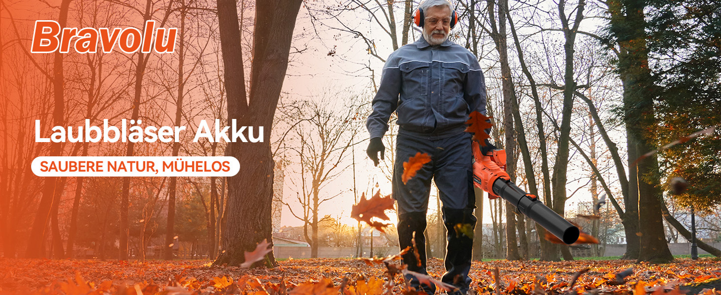 Акумуляторний повітродув Bravolu 21V: потужність 210 км/год, 4.0 Ah, 6 швидкостей (5200mAh x 2), з зарядним пристроєм