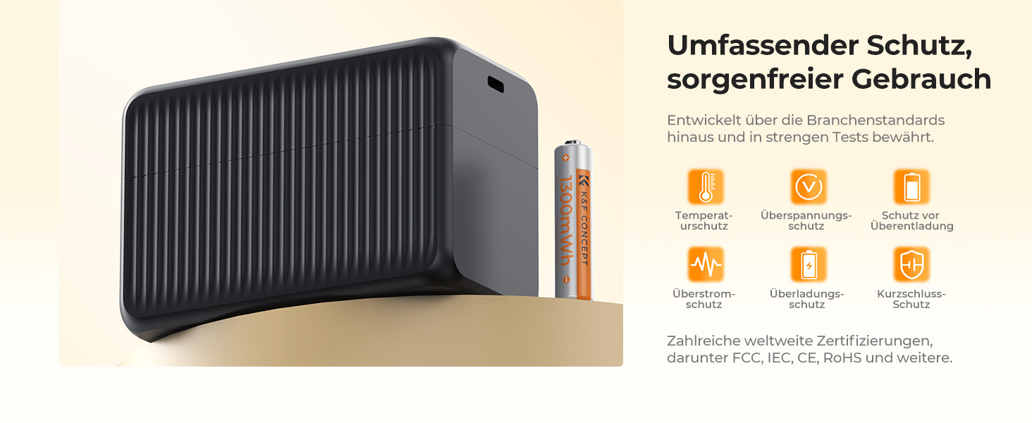 Набір акумуляторів K&F Concept AAA, перезаряджувані літієві батарейки AAA
