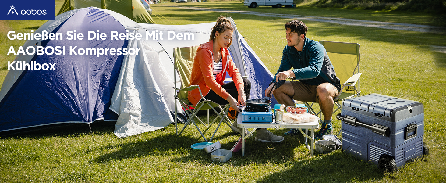 Автомобільний компресорний холодильник AAOBOSI 45л з Wi-Fi, USB зарядкою, LED підсвіткою, 12/24V/220V - для авто, кемпінгу, подорожей (синій)