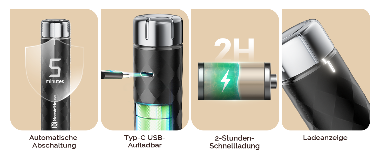 Електричний пінний вершковий вінчик Maestri House LunaFro 2.0, бездротовий, з регулюванням швидкості, чорний