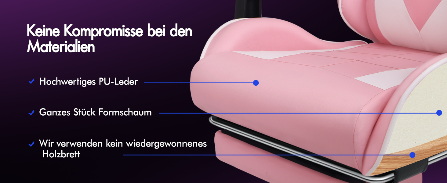 Ігровий крісло Alfordson з регульованою підніжкою, 8 точками масажу, нахилом 150°, PU-шкіра, чорний (Eryx - Рожевий, серія Eryx)