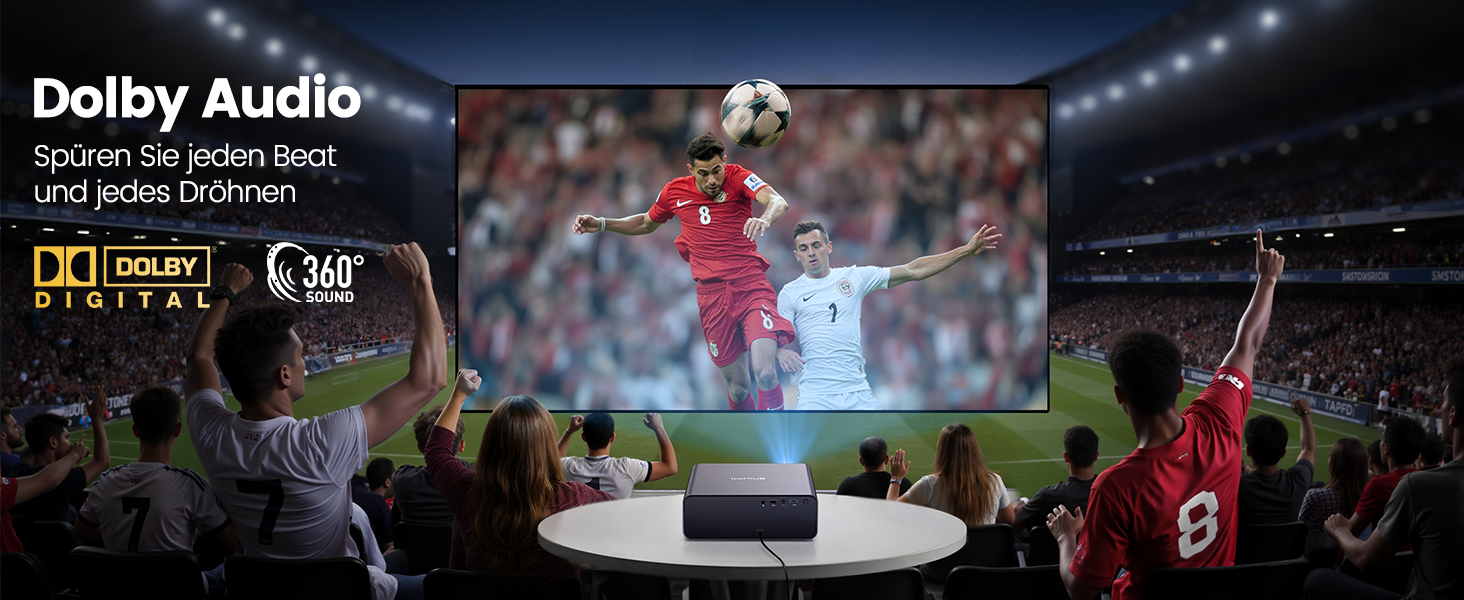 4K проєктор Smart Beamer з Netflix, Dolby Audio, 1000 ANSI люмен. Підтримка автофокусу, корекції трапеції 6D, WiFi 6/Bluetooth. Підходить для Android/iPhone, для дому та на вулицю. Чорний.