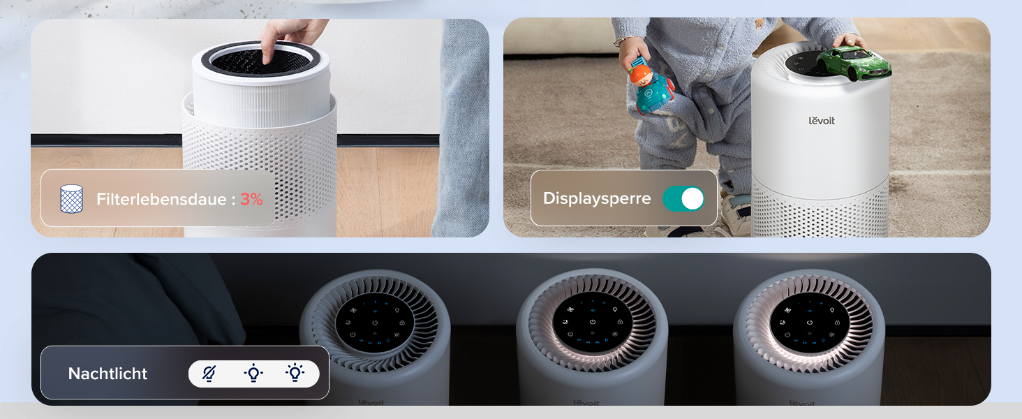 Повітряний фільтр LEVOIT Core 200S: очищувач повітря з HEPA-фільтром, для спальні, з керуванням через додаток, нічний режим та таймер, білий матовий