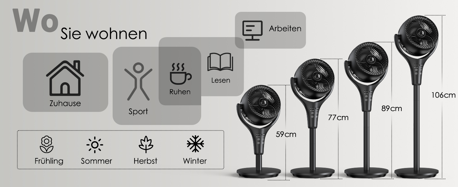 Стійкий вентилятор Turbo Premium Black 38W: Потужний, тихий, з осциляцією та 4 режимами