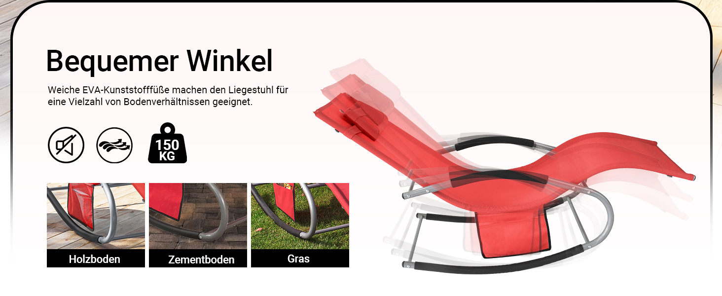 Шезлонг SoBuy для 2 осіб, червоний: стійкий до погодних умов, з підголівником, для саду, тераси, балкону, кемпінгу (150 кг)