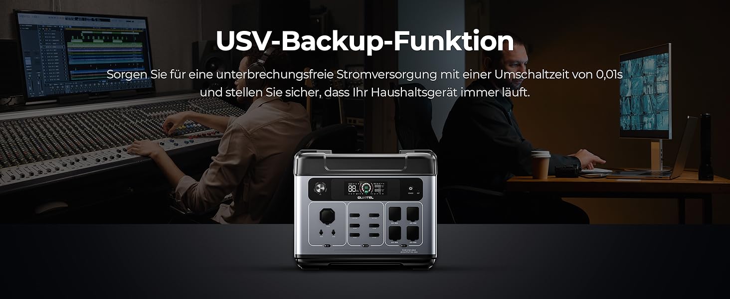 Портативна електростанція OUKITEL 800W з сонярним генератором, 512Wh LiFePO4, USB A/C, 1600W пікова потужність, для кемпінгу, подорожей, 6кг (P2001E PLUS)