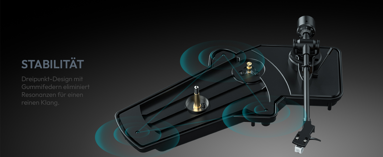 ONE-Q HiFi-програвач вінілу з Bluetooth, вбудованими динаміками, фонокоректором, магнітною голкою AT-3600L, 33/45 об/хв, чорний
