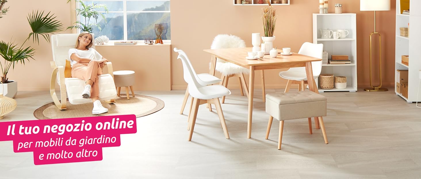 Набір меблів для кухні tectake: стіл та 4 стільці, білий колір, стільниця з безпечного скла, стільці з міцної екошкіри