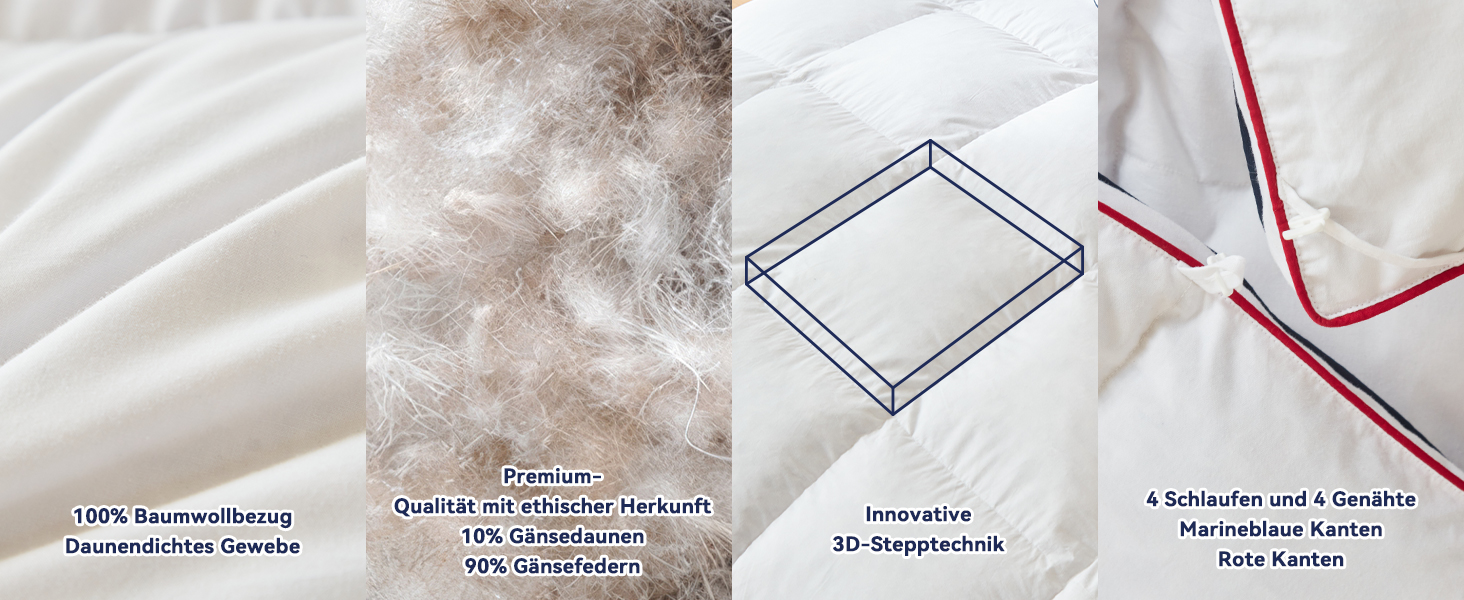 Преміум ковдра з гусячого пуху та пера 135x200 см, всесезонна, 100% бавовна, сертифікація Öko-TEX 100, DOWN Pass, RDS