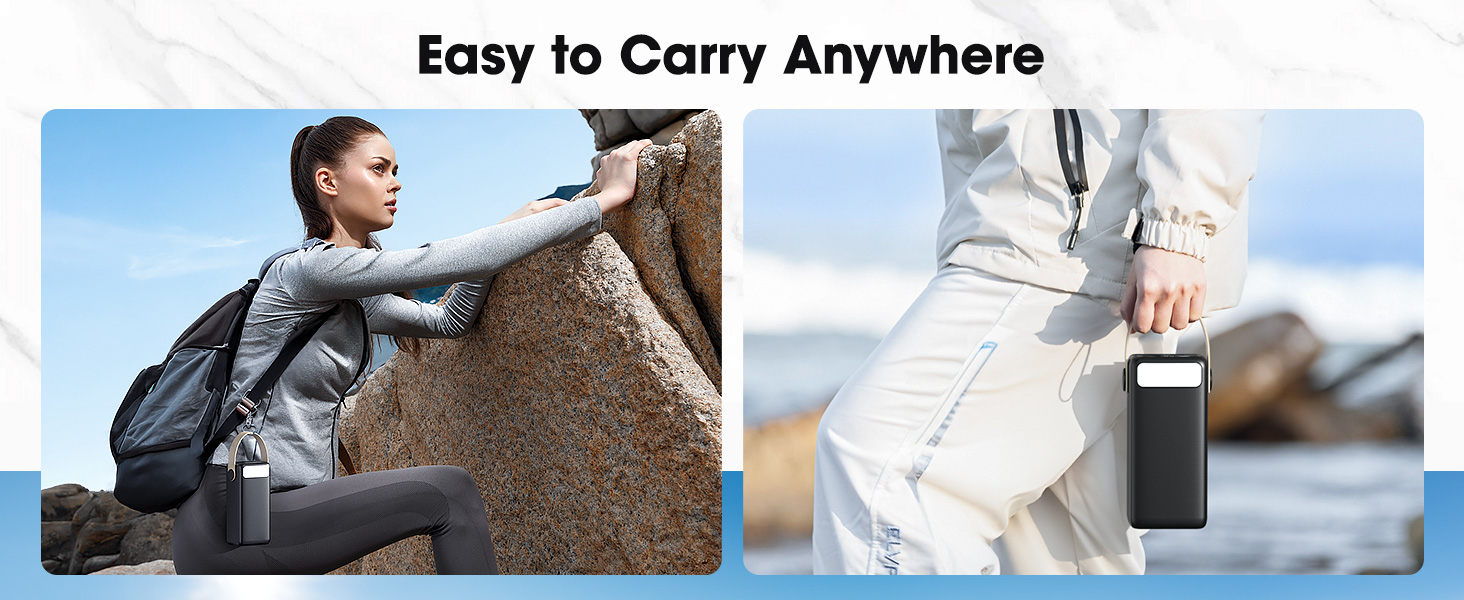 Power Bank 60000mAh Große Kapazität: Портативний акумулятор 60000mAh з USB-C, 3 виходи, 22.5W, для ноутбука, смартфона, планшета (Чорний)