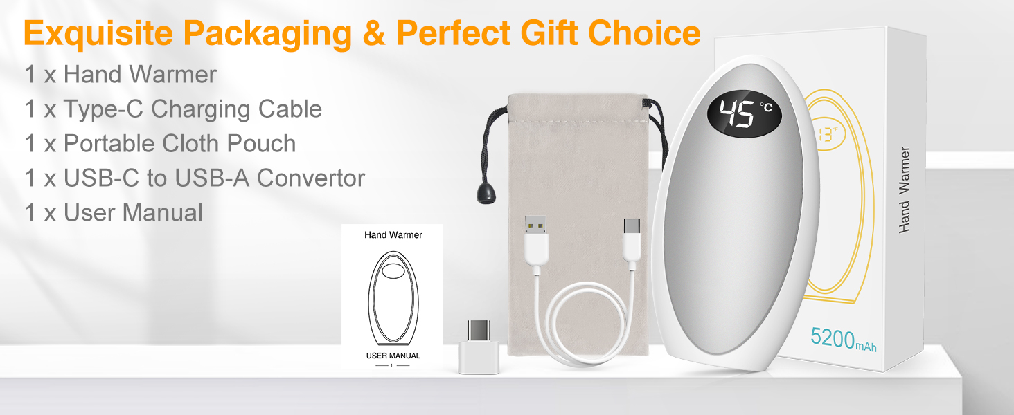 Електричний грілка для рук Powerbank 5200mAh, USB, для кемпінгу, катання на лижах, подарунок на зиму (срібний)