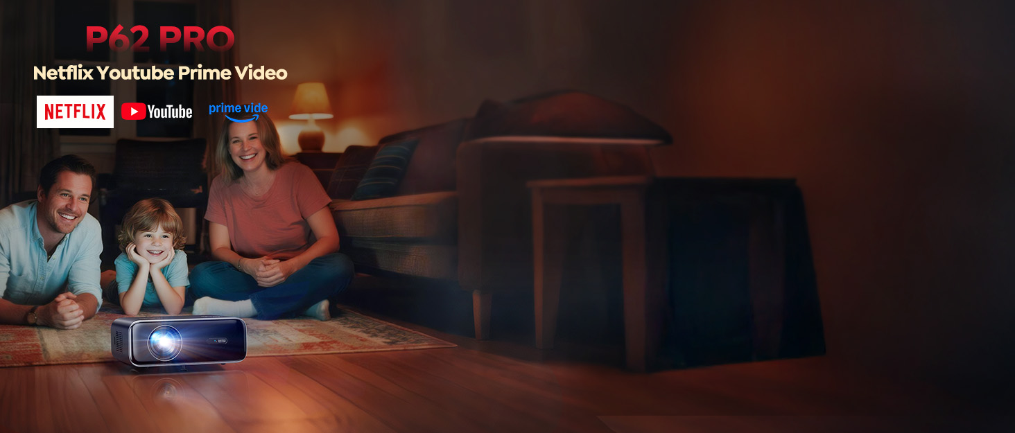 Проектор WiMiUS 1100 ANSI з 4K, Dolby Audio, WiFi 6, Bluetooth та Автофокусом для Домашнього Кінотеатру та Відкритих Подій (Android/iPhone)