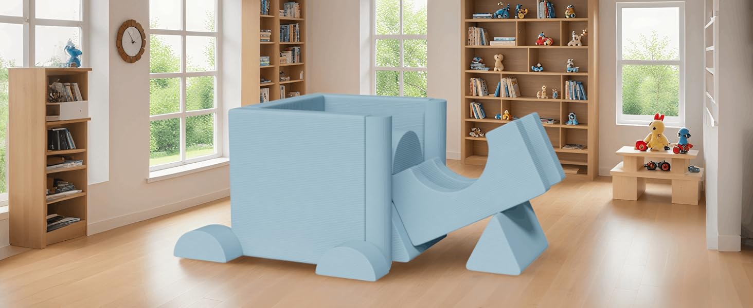 Дитяче ігрове диван-конструктор MAMIZO Cord, 15 елементів, блакитний. Модульний диван для гри та відпочинку, сертифікат Oeko-Tex