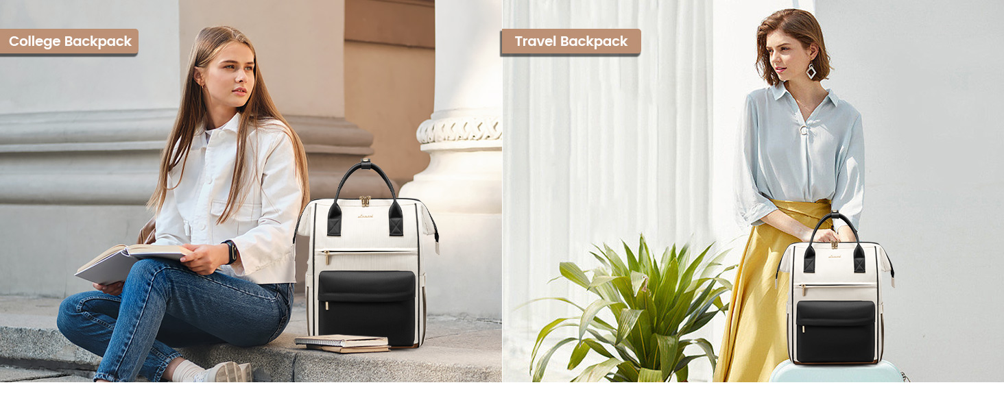 Сумка-рюкзак LOVEVOOK для жінок, для ноутбука, подорожей, роботи, школи, університету. Містка, водонепроникна, елегантна, бежева (15,6 дюймів)