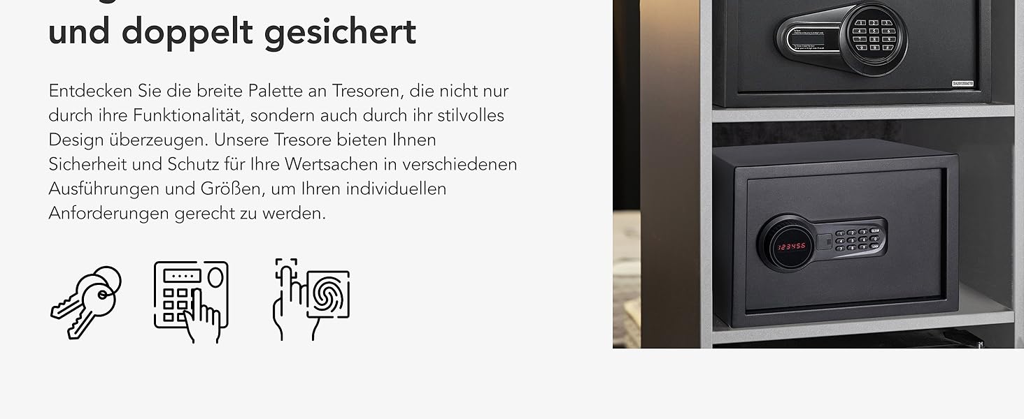 Мобільний сейф Floordirekt Tresor Grasberg: захист для дому, 20x31x20 см, антрацит, електронний та комбінаційний замок, настінний сейф з болтами та ключем
