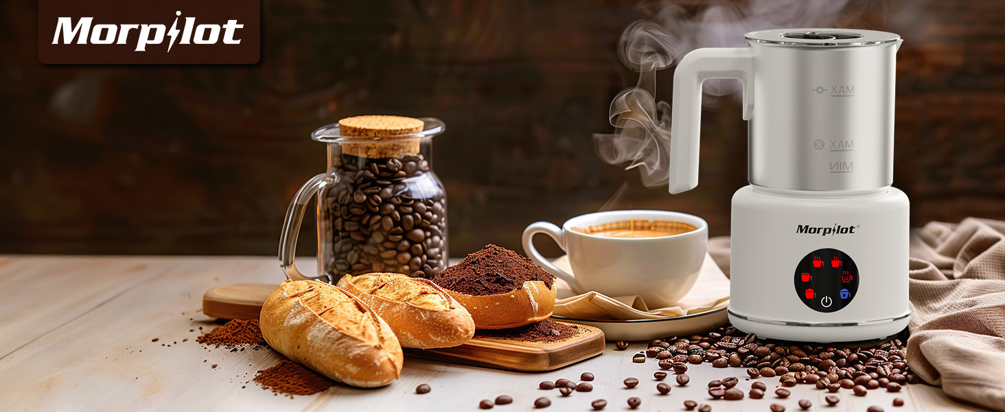 Електричний піноутворювач для молока Morpilot 6-в-1, 130-500 мл, 600 Вт, нержавіюча сталь