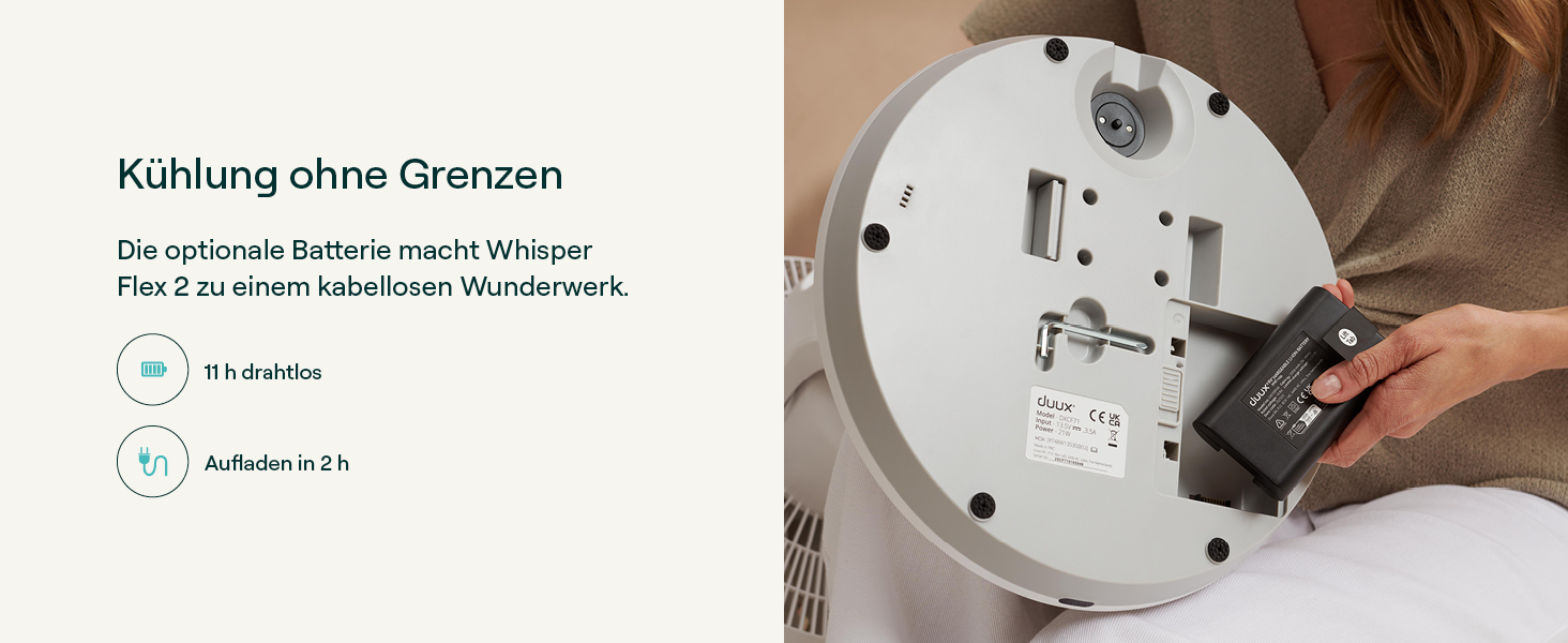 Duux Whisper Flex 2 Smart Вентилятор - Тихий (13 дБ), Нічний режим, Таймер, Регульована висота (54-92 см), Енергоефективний, Керування через App та Пульт - Чорний
