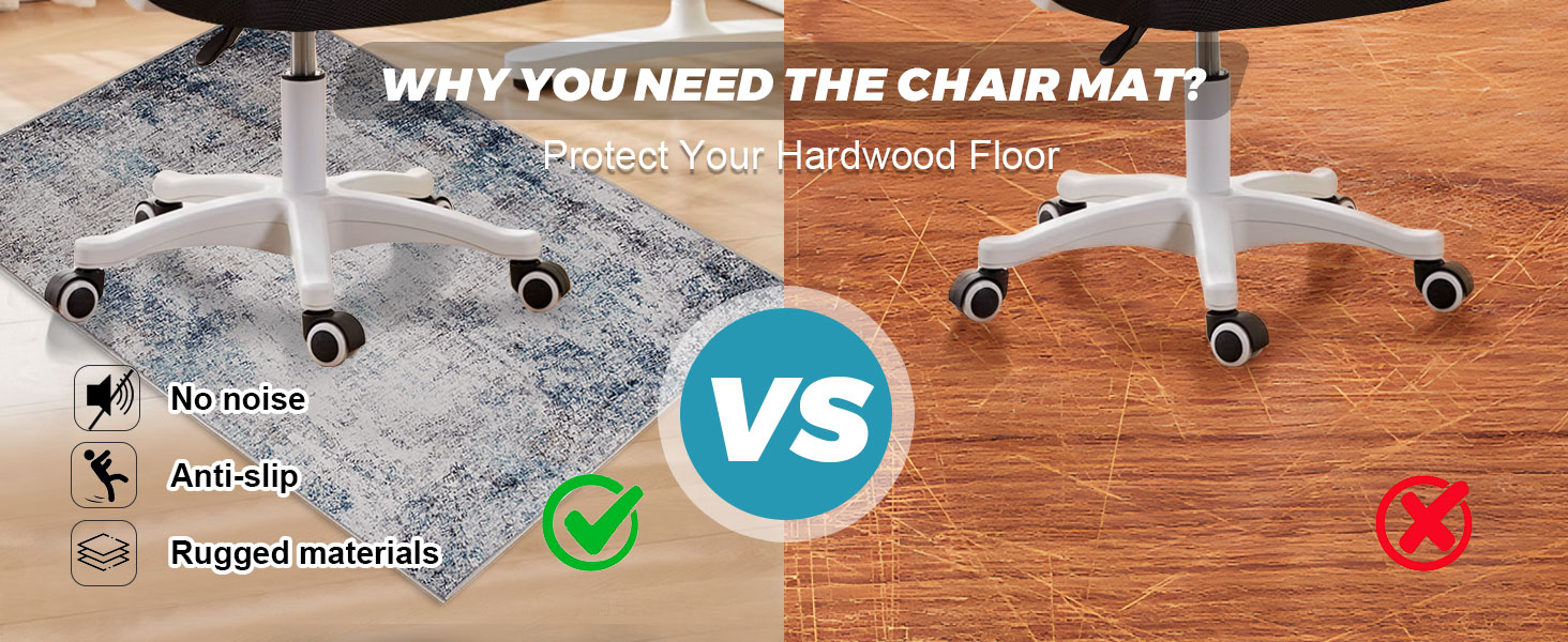 Килимок під офісне крісло 90x120 см, захист для підлоги, антиковзаюча підкладка, для ламінату та плитки (120 x 150 см, блакитно-сірий абстрактний)