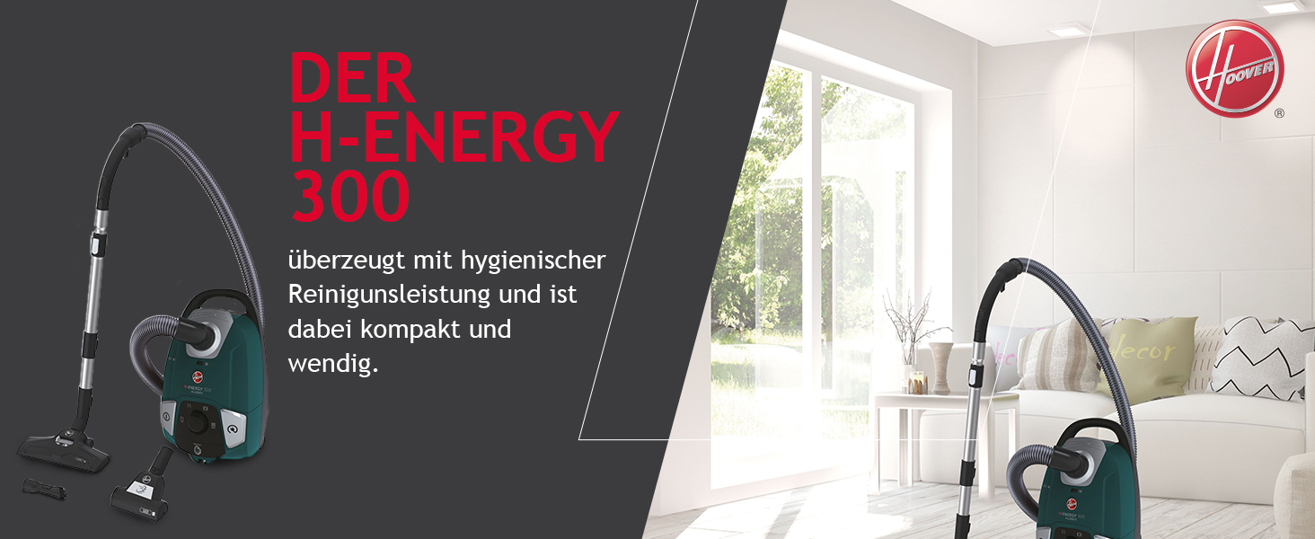 Пилголом Hoover HE520 з мішком 3,5 л, тихий (69 дBA), система автоматичного видалення мішка, фільтр EPA, насадка для тварин