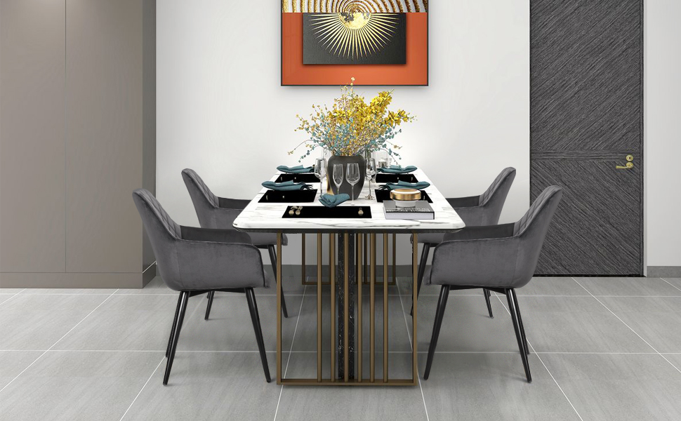 Крісла для їдальні WOLTU, 1 шт., для кухні, вітальні, оббивка з велюру, металеві ніжки, темно-червоний колір