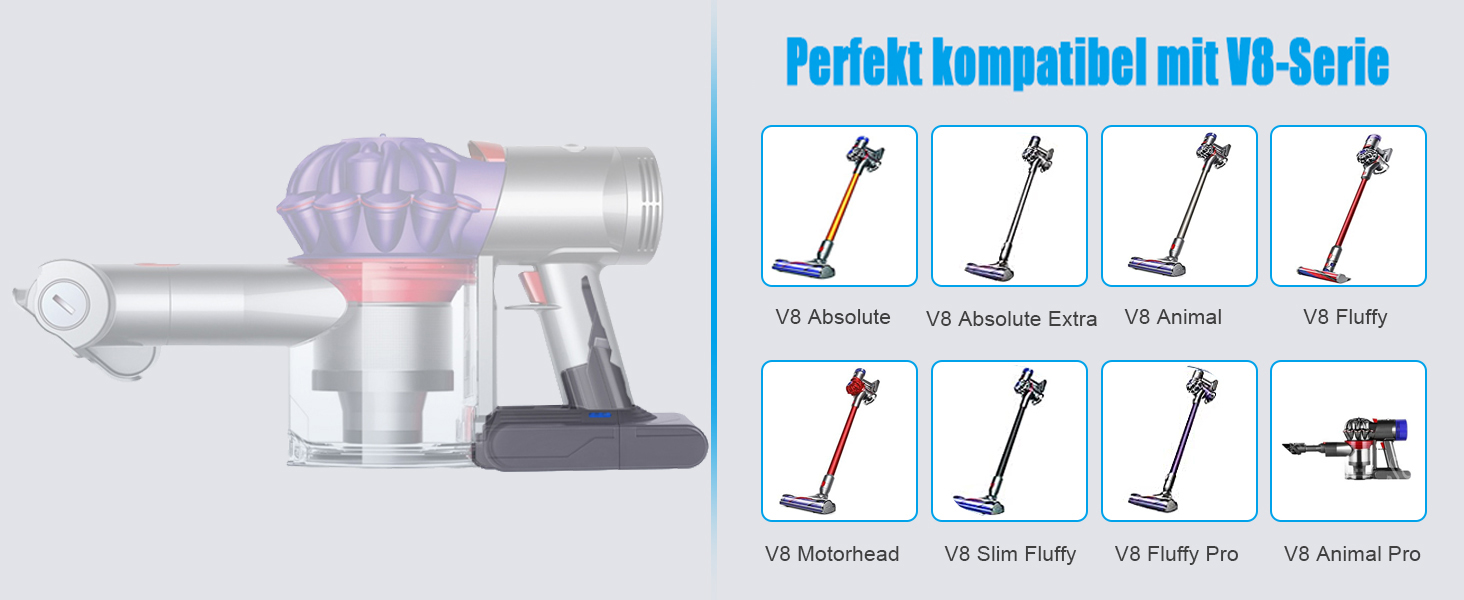 Змінна батарея для V8 Absolute/Animal/Пухнастий/Motorhead/Slim ручний пилосос бездротовий, 8 21.6V