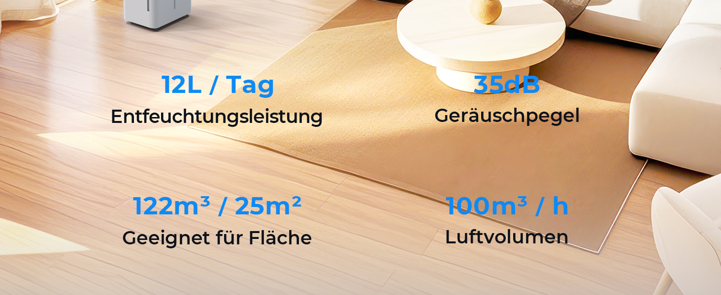 Електричний осушувач повітря 12L з таймером, фільтром та шлангом, для підвалу та приміщень до 122м³, гарантія 10 років