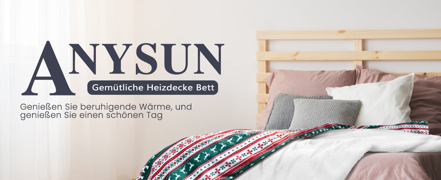 Електрична ковдра Anysun, 6 режимів нагрівання, автоматичне відключення, захист від перегріву, можна прати (200x180 см)