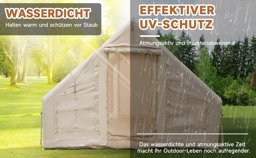 Надувний кемпінговий намет 4-5 осіб Oxford 420D, водонепроникний 3000мм, з насосом та вікнами, для 4 сезонів, 300x200x200 см
