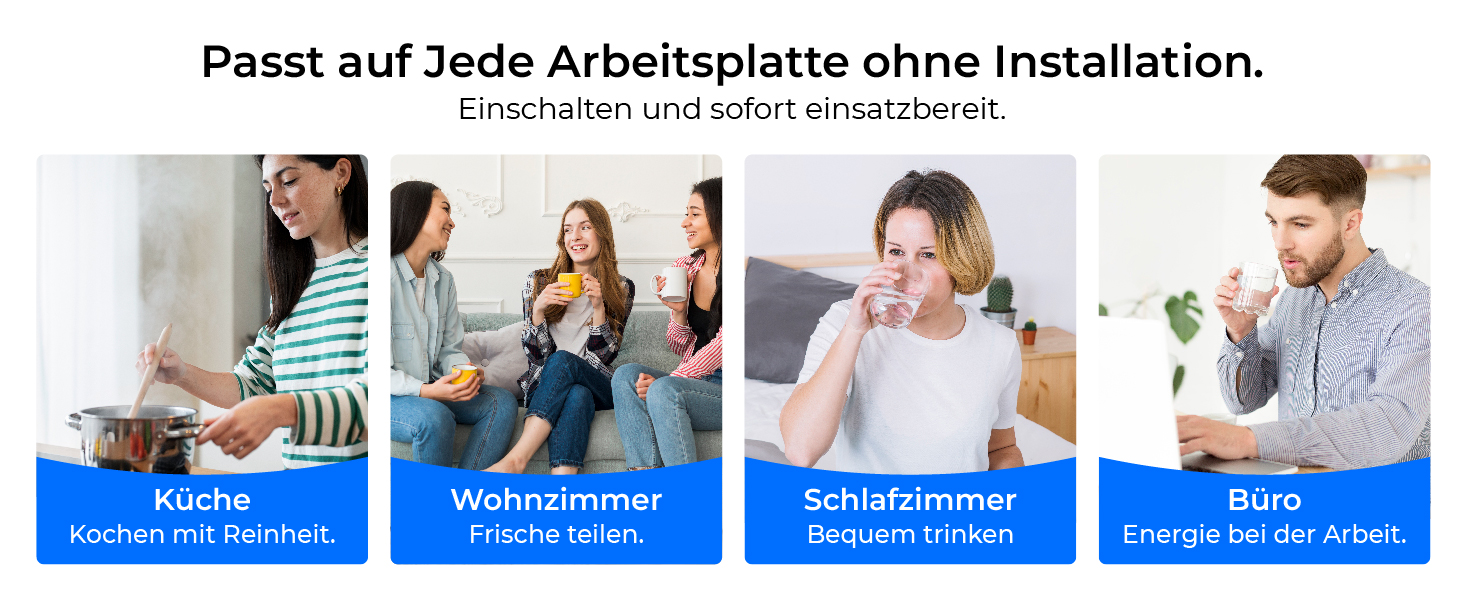 Система зворотного осмосу Waterdrop CoreRO для встановлення на стільницю, миттєвий нагрівач гарячої води, 5 температурних опцій, 6-ступенева фільтрація, 3:1 чиста вода/стоки, зменшує PFAS, без встановлення, WD-C1H, миттєво гаряча вода (температура кімнати, лужна)