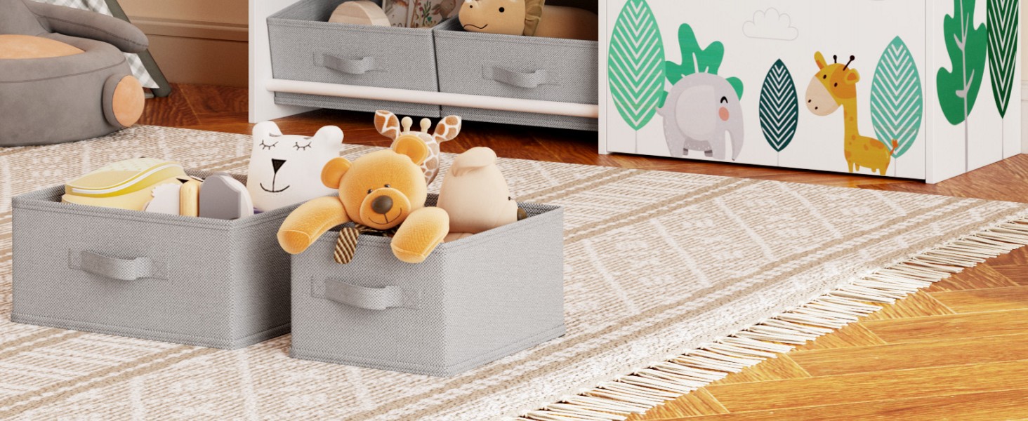 Дитяча полиця для іграшок HOCSOK з 10 тканинними коробками для зберігання, полиця для книг, іграшковий ящик на колесах, органайзер для іграшок у дитячій кімнаті, білий