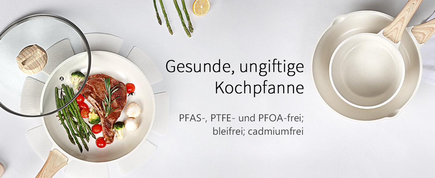 Набір посуду GipP 22 шт. з керамічним покриттям, антипригарний, для миття в посудомийній машині, без PFAS, білий