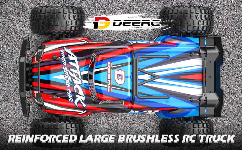 Радіокерований автомобіль DEERC 1:10 4WD 60+ км/год, безщітковий, для дорослих, позашляховик, 40+ хв роботи, подарунок хлопчику (210E)