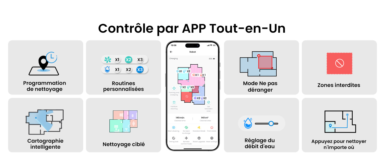 Робот-пилосос LEFANT M2 Plus з картографією, лазерною навігацією, 6000Pa, персоналізованим прибиранням, WiFi/App/Alexa, чорний (M2 Pro Grey)