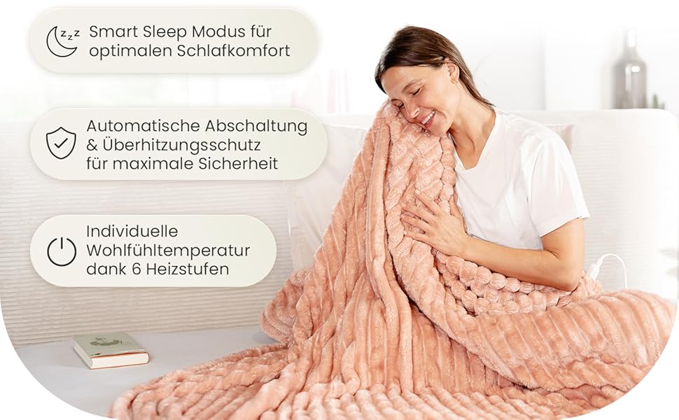 Електрична ковдра Barbero 200x150 см з таймером та захистом від перегріву, 6 температурних режимів, для ліжка, офісу та дивану, пральна