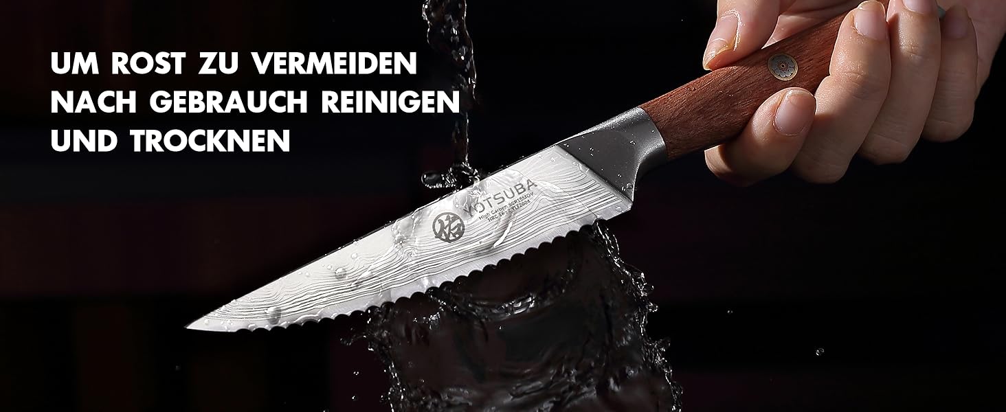 Набір кухонних ножів YOTSUBA Profi з дерев'яним блоком та точилкою, ножиці, набір кухонних ножів з нержавіючої сталі, набір кухонних ножів для кухні (ніж для стейка - 6 шт)