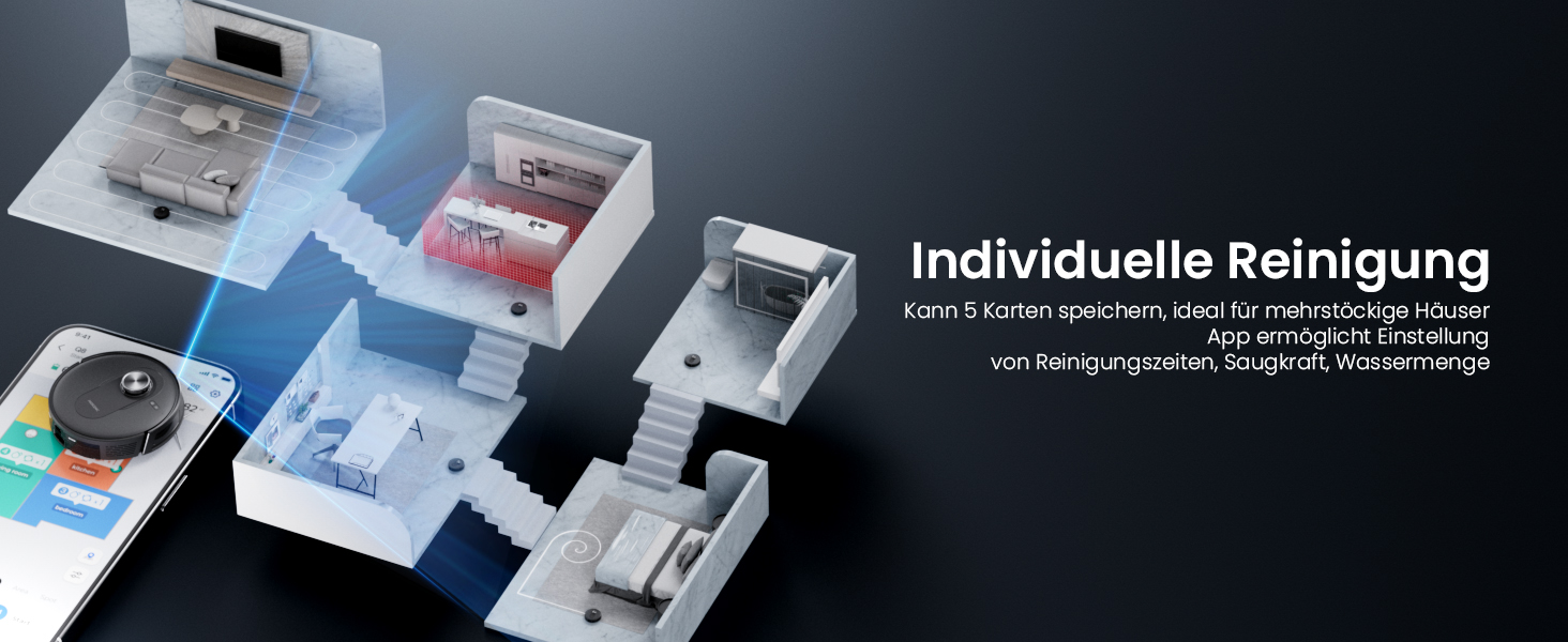 Робот-пилосос Proscenic Q8 з функцією миття, 6000Pa, 200 хв, потужний, з лазерною навігацією, 5 карт, керування через додаток, Alexa, Siri, IFTTT, Google, для підлоги та килимів, видаляє шерсть тварин