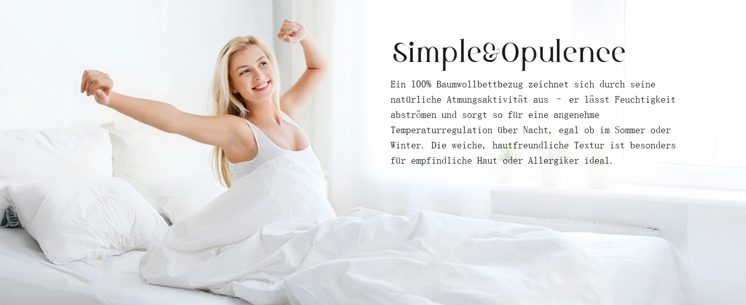 Комплект постільної білизни Simple&Opulence з бавовни, 2 предмети (підковдра 155x220 см, наволочка 80x80 см), м'яка та тепла, з блискавкою, сертифікат ÖkoTex, колір крижано-блакитний