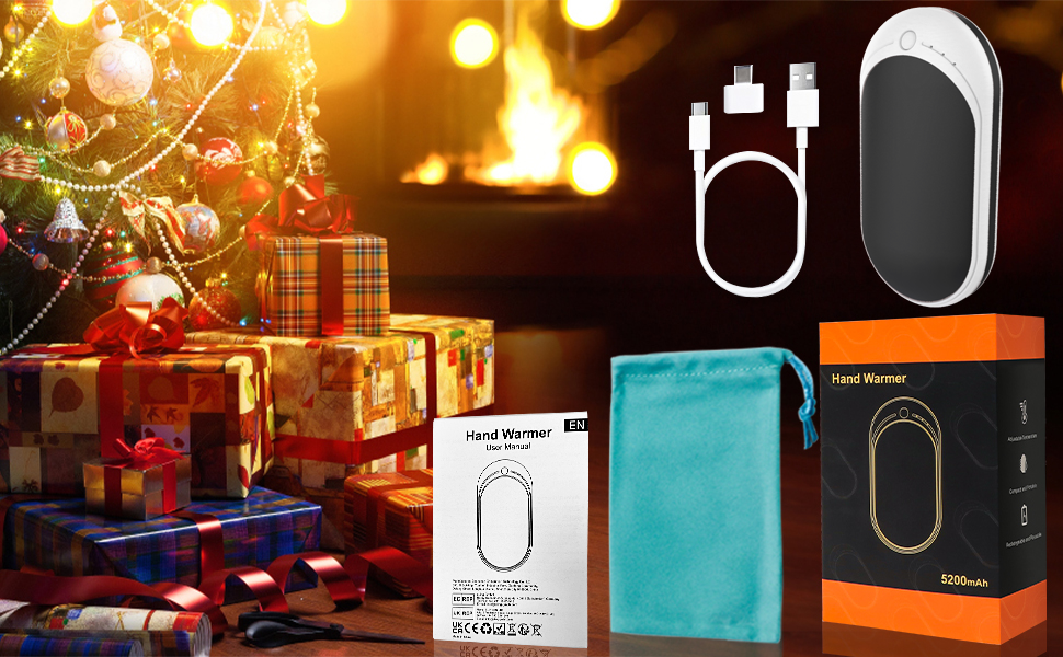 Електричний грієчка Feebee Handwärmer: USB-C, 5200 mAh, Power Bank, 3 режими нагріву, білий