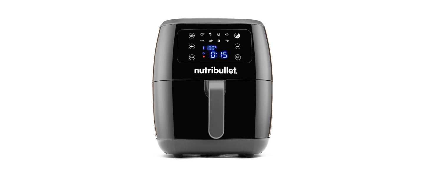 Аерофритюрниця nutribullet Crisplite NBA0611DG, 6л, 1700Вт, сенсорне керування, 8 попередніх налаштувань, без PFAS, матовий чорний