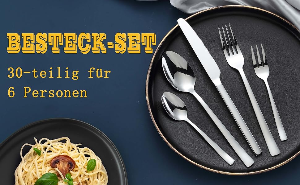 Набір столових приборів Hunnycook 60 предметів з нержавіючої сталі на 12 осіб - виделки, ложки, ножі. Поліровані, для дому, ресторану, вулиці. Можна мити в посудомийній машині (сріблястий)